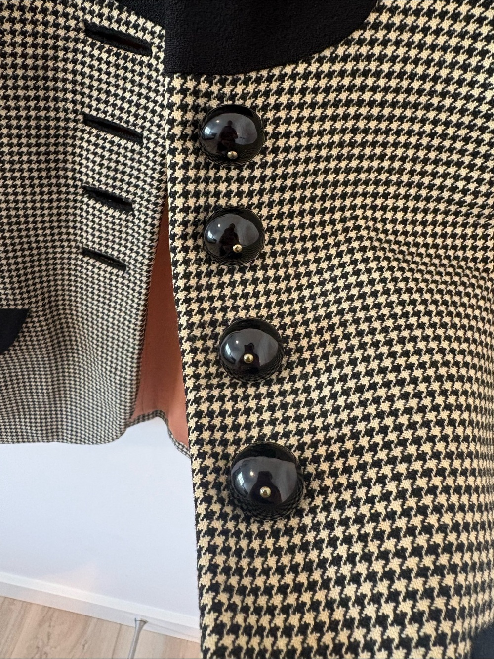Vintage 1960s/70s The Queensborough Houndstooth Wool Blend Blazer Jacket - Picture 3 of 7